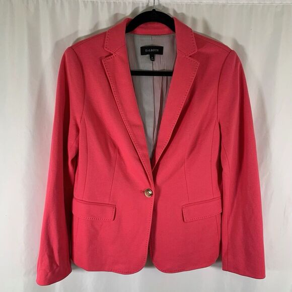 NWOT Talbot Blazer Women's 10 Pink Single Button Cotton Blend Pocketless - Picture 1 of 8